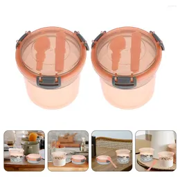 Storage Bottles 2pcs Overnight Oatmeal Cup Portable Breakfast Soybean Milk Container Good Seal Oats Holder With Spoon