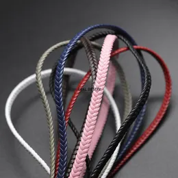 Componentes 5 m/lote 7 cores aproximadamente 5*2mm pulseira de couro trançado plano descobertas cordão de couro corda diy colar pulseira fazendo corda