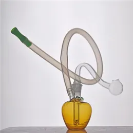 Apple shape Glass Oil Burner Water Bong pyrex glass oil burner pipes small Bubbler Bong MiNi recycler hookah with silicone tube 1p2574334