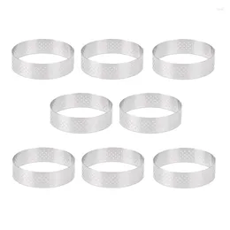 Bakeware Tools 8Pcs 8cm Stainless Steel Tartlet Molds French Dessert Mousse Fruit Pie Tart Ring Quiche Cake Mold