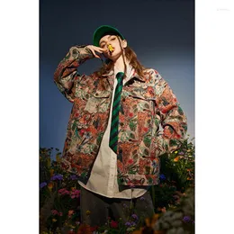 رجال السترات الرجال الرسوم المتحركة Jacquard Streetwear Fashion Hip Hop Loose Casual Vintage Jacket Coat Man Man Women Spring Autumn Over Coat