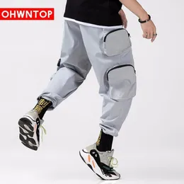 Men's Pants Multi Zipper Pockets Cargo Harem Jogger Men Hip Hop Fashion Casual Track Trousers Streetwear Harajuku Hipster Sweatpants