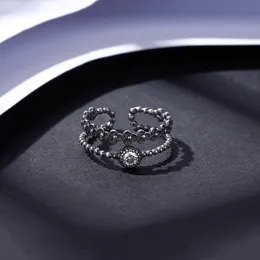 Marca vintage européia 3A zircão clássico anel aberto feminino Moda Luxo S925 Sterling Silver Ring Charme feminino requintado anel de joalheria sofisticada Presente criativo