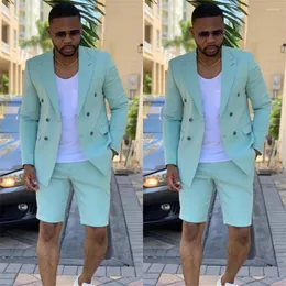 Mäns kostymer Summer Casual 2-Piece Men's Suit Set Peaked Lapel Jacket Shorts For Prom Fashion Solid Slim Fit Outfit Gentlemen