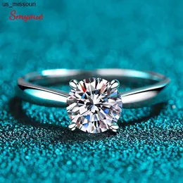 Bant Yüzük Smyoue Beyaz Altın 2Ct 100 Moissanit Nişan Yüzüğü S925 STERLING Gümüş Laboratuar Diamond Promise Wedün Bandı Takı J230522