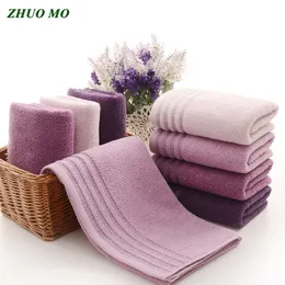Zhuo Mo Soft 100％綿1PC大人のためのフェイスタオル厚いバスルームスーパーアブザブルタオル34x74cmピンクの紫色のハンドタオル