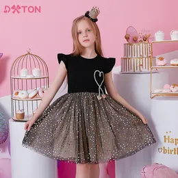 Sukienki dla dziewczynki DXton Dziewczęce Ubrania na lato księżniczki Kids Flare Sleeve jednorożec Druk Party Dzieci Ubranie 3 8y 230520