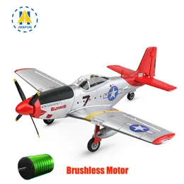 Electric/RC Aircraft WLtoys A280 Brushless Motor RC Airplane P51 Fighter Simulator 2.4G 3D6G Mode Aircraft with LED Searchlight Plane Toys for Adults 230522