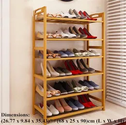 6 poziomów Naturalne bambusowe drewniane półki buty buty do przechowywania buty do przechowywania strzałek do przechowywania w Enterway Kitchen Home