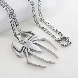 Chains 1pc Big Spider Stainless Steel Pendant Necklace 55cm Long NC Chain Custom Necklaces Men Geek Fashion Hiphop Punk Style Jewelry