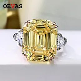 Anneaux OEVAS 100% 925 argent Sterling scintillant 13*16mm rose jaune haute teneur en carbone diamant bijoux fins fête de mariage bijoux fins cadeaux