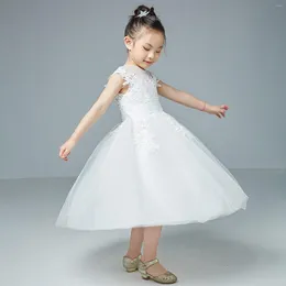 Girl Dresses Fashion Children's Lace Tulle Wedding Flower Dress Junior Bridesmaid Kids Clothes Children Casual Clothing