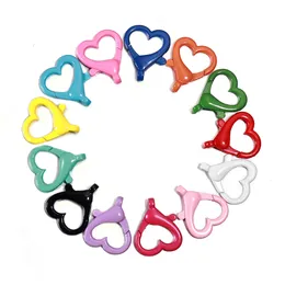10pcs Love Heart Shape Lobster Clasps Key Chains를위한 다채로운 버클 고리 DIY 키링 커넥터 보석 제작 액세서리
