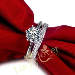Anéis trs02 configuração de cera 3 quilates nscd conjunto de anel de casamento com gema sintética conjunto de anel de noivado para mulheres com embalagem