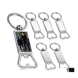 Party Favor Sublimation Blank Beer Bottle Opener Keychain Metal Heat Transfer Corkwrew Key Ring Hushåll Köksverktyg Dhs Drop Del Dhvog