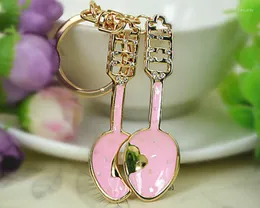 Keychains Soup Spoon Model Keyring Rings Fashion Jewelry Women Bag Crystal Rhinestone Charm Pendant KeyChain Valentine Gift