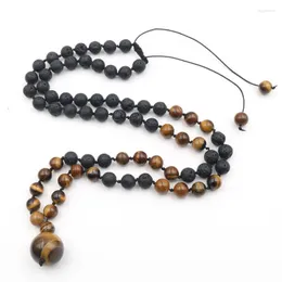Pendant Necklaces Tiger Eye With Lava Rock Crystals For Women Men Essential Oils Diffuser Natural Stone Reiki Energy Balancing