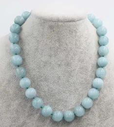 Halsband wow! Blue Jades Unique Necklace Stone Round 12mm 14mm 18 "Nature Wholesale Bead Discount Gift
