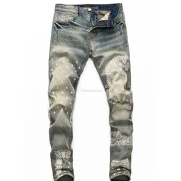 Roupas de grife amires jeans jeans calças 2021 moda 8299 carques estampas de flor amas usadas jeans velhos jovens slim fit food motocicleta
