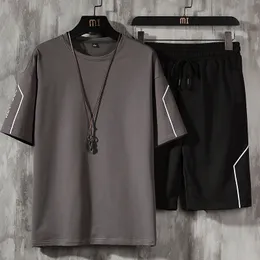 Men s Tracksuits T Shirt and Short Set Male Summer Casual Sleeve Tops Pants Suits Sports Running Streetwear Tshirts 230522