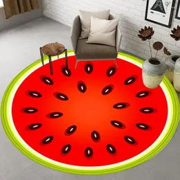 Carpets Watermelon Fruit Round Carpet Living Room Bedroom Rug For 3d Children Decorative Bedside Mat