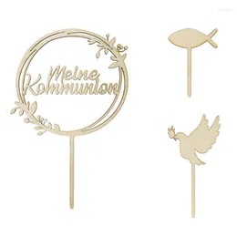Festive Supplies 1 Pack Of 3 Cake Toppers My Confirmation Natural Wood Communion Personalised Cupcake Decoration