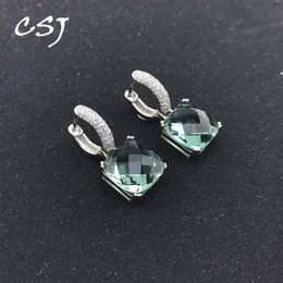 Узел CSJ Green Amethyst Sergring Serging Sterling 925 Silver Aquamarine Smoky Quartz создал Zultanite 12 -миллиметровые украшения для женщин