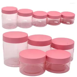 Butelki do przechowywania Opakowanie puste przezroczyste różowe plastikowe słoik dla zwierząt kosmetyczny 100G 120G 150G 200G 250G Przenośne napełnione pojemniki 24 zakłady