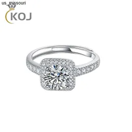 Кольца группы Koj 925 Sterling Silver 1 Moissanite Classic Row Diamond Wadding Rings для женщин регулируемые свадебные украшения J230522