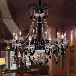 Chandeliers 10 Pcs Antique Black Chandelier Crystal Light For Bar Cafe Shopping Mall Kitchen Led Pendant Lamp Candelabro