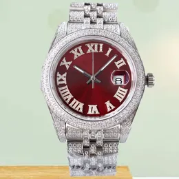 다이아몬드 럭셔리 시계 여성 패션 장식 36mm 40mm 핑크 다이얼 옐로우 골드 스테인레스 스틸 팔찌 접이식 걸쇠 자동 손목 시계 상자와 함께 시계