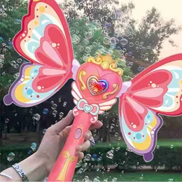 Gun Toys Magic Bubble Wand for Kids Butterfly Bubbles Wand With Lights Machine Electric Outdoor Bubbles Blowing Toys Birthday Present T230522