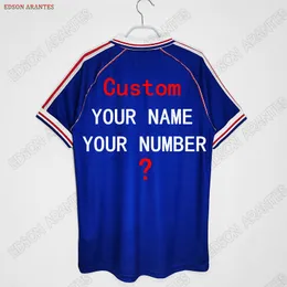 メンズTシャツレトロフランスTシャツMAN DIY NAME NUMBERフランス語ファンクラシック1998ジャージーカスタムユニセックス半袖チームユニフォームサマートップスTEE230522