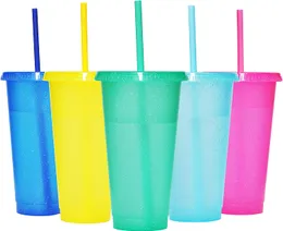 Suertestarry Tumbler with Straw and Lid,Water Bottle Iced Coffee Travel Mug Cup Reusable Plastic Cups Perfect for Parties Birthdays 24oz 16oz