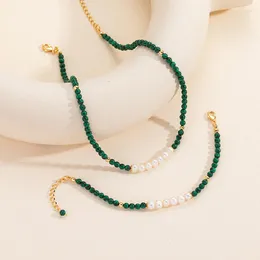 Cadeias Europeias e Americanas Simples e elegantes Bracelete de água doce Colar de clavícula fêmea Chain Clavicle fêmea feminina