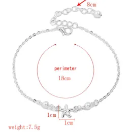 Anklets Fashion Ocean Jewelry Fish Star Pendant Anklet Silver Color Foot Chain Summer Beach Anklets Jewelry Gift18cm(7 1/8") Long 1Piece G220519