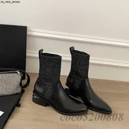 Dress Shoes Autumn Winter Women Ankle Boots Sock Boots Round Toe Women Boots Slip-On Genuine Leather Fashion Short Boots Sexy High Heel Bota J230522