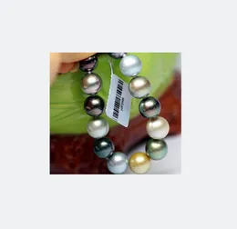 Fine pearl jewelry genuine natural Tahitian black pearl bracelet mixed color bracelet sea pearl bracelet 11-12mm 7-8inches