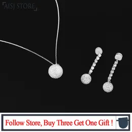 قلادة 2022 جديدة 925 Sterling Silver أقراط القلادة الديسكو الكامل Zircon Ball Bendant Bendant Monaco Jewelry for Women Party Gift