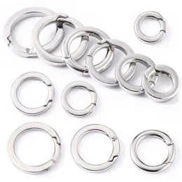 Hög kvalitet! Rostfritt stål Keyring Spring Clasps för nyckelring Nyckelhållare Polering Öppnande rund ring karabiner smycken DIY