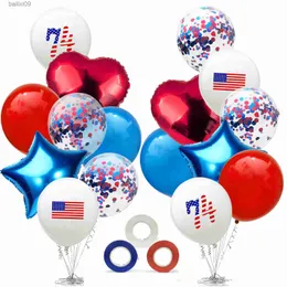 Dekoracja imprezy 1 ustawiona amerykańska amerykański dzień niepodległościowy Dekor Dekor z 4 lipca rocznica Patriotyczna cekinowa balon amerykańska flaga balonów dekoracje T230522