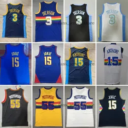 Novas camisas de basquete retrô nikola Jamal Murray Jokic Allen Carmelo Iverson Dikembe Mutombo Anthony White Blank Stitched Jersey Men Size XS-2xl