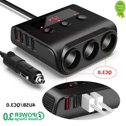 Car New 12-24V Car Cigarette Lighter Socket Splitter Car Charger With ON/OFF Switch 4 Ports USB/3 USB+QC3.0 Charger For GPS Mobile Phone