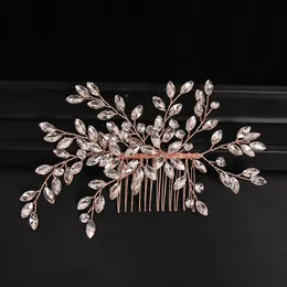 Hårklämmor Barrettes Rhinestone Crystal Wedding Comb Bridal Women Combs smycken Tillbehör Huvud Ornament Bride Party HeadDress