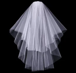 Cheap Exquisite Short Bridal Veil Netting TwoLayer Short Wedding Veil With Comb Fingertip Length Handmade Noble White Ivory Headw4572434