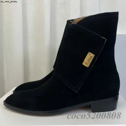 Klänningskor Kvinnor Ankelstövlar Fashion äkta Suede Leather Woman Chelsea Boot Point Toe Shoes For Women Lock Catch Decor Concise Boots J230522