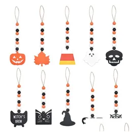 Party Decoration Halloween Pendant Creative Home Decorations Colorf Träpärlor 10st/Set Drop Delivery Garden Festive Sup Dhhj3