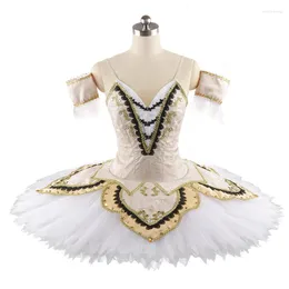 Scene Wear Professional High Quality Elegant Design 12 Lager Anpassade storlek Girls Adult Women Performance Light Beige Ballet Tutu