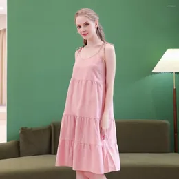 Damen-Nachtwäsche, lässiges Schlafkleid, Sommer-Damen-Nachthemd, Baumwolle, Spaghettiträger, Nachthemd, weiche Intimwäsche, Homewear