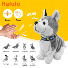 Elektroniczne zabawki PET Electronic Robot Dog Control Dzieci pluszowe zabawki sterowanie dźwiękiem interaktywna kora stoi Walk Electronic Toys Pies na prezenty dla niemowląt 230523